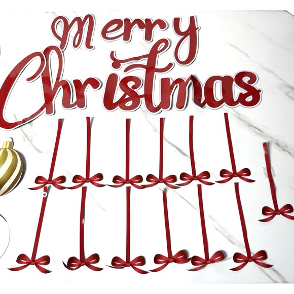 Merry Christmas Holiday Red, Green, Gold Ornament & Bow Colorful Magnet Set NEW! - Picture 5 of 6